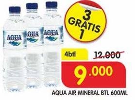 Promo Harga AQUA Air Mineral per 4 botol 600 ml - Superindo