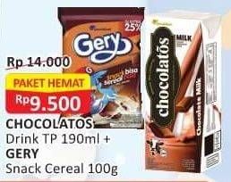 Promo Harga CHOCOLATOS Drink 190ml + GERY Snack Sereal 100gr  - Alfamart