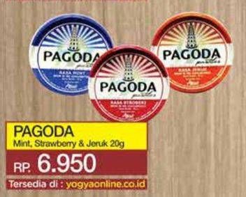 Promo Harga Pagoda Pastiles Mint Biru, Strawberry, Jeruk 20 gr - Yogya