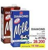 Promo Harga DIAMOND Milk UHT Coklat, Full Cream per 2 pcs 1000 ml - LotteMart