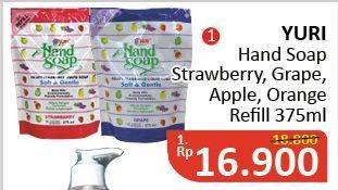Promo Harga YURI Hand Soap Strawberry, Grape, Apple, Orange 375 ml - Alfamidi