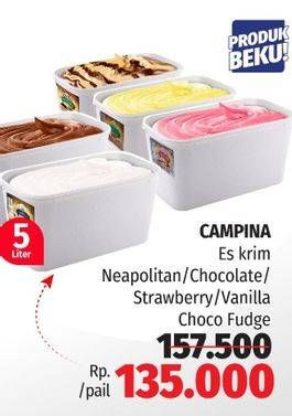 Promo Harga Campina Ice Cream Neapolitan, Chocolate, Strawberry, Choc Fudge, Vanilla 5000 ml - Lotte Grosir
