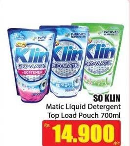 Promo Harga SO KLIN Biomatic Liquid Detergent Top Load 700 ml - Hari Hari