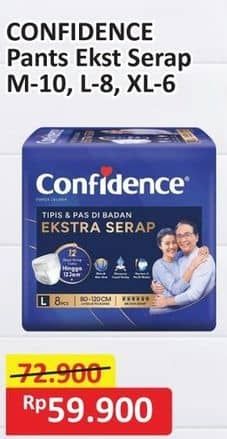 Promo Harga Confidence Adult Pants Slim & Fit Extra Absorb M10, L8, XL6 6 pcs - Alfamart