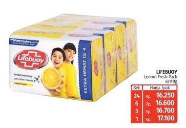 Promo Harga LIFEBUOY Bar Soap Lemon Fresh per 4 pcs 110 gr - Lotte Grosir
