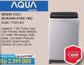 Promo Harga AQUA AQW-77DH | Mesin Cuci Top Load 7 kg BK  - COURTS