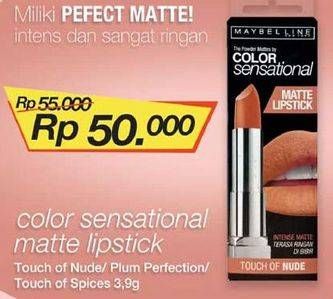 Promo Harga MAYBELLINE Color Sensational Lipstick Touch Of Nude, Touch Of Spice, Plum Perfection 4 gr - Indomaret
