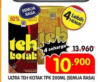 Promo Harga ULTRA Teh Kotak All Variants 300 ml - Superindo