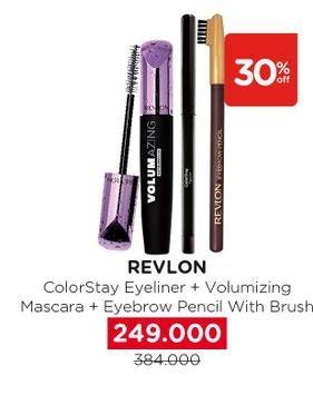 Promo Harga REVLON Colorstay Eyeliner + Volumizing Mascara + Eyebrow Pencil with Brush  - Watsons
