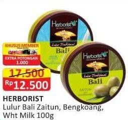 Promo Harga HERBORIST Lulur Tradisional Bali Zaitun, Bengkoang, Whitening Milk 100 gr - Alfamart