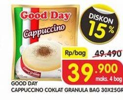 Promo Harga Good Day Cappuccino Coklat Granula per 30 sachet 25 gr - Superindo
