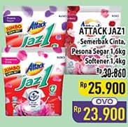Promo Harga Attack Jaz1 Detergent Powder Semerbak Cinta, +Softener Rose Berry, Pesona Segar 1400 gr - Hypermart