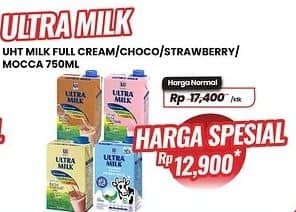 Promo Harga Ultra Milk Susu UHT Full Cream, Coklat, Stroberi, Moka 750 ml - Carrefour