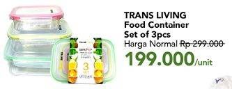 Promo Harga TRANSLIVING Food Container 3 pcs - Carrefour