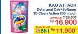 Promo Harga ATTACK Detergent Liquid 3D Clean Action 800 ml - Indomaret