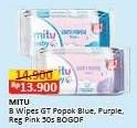 Promo Harga Mitu Baby Wipes Ganti Popok Blue Charming Lily, Pink Sweet Rose, Purple Playful Fressia 50 pcs - Alfamart