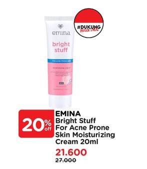 Promo Harga Emina Bright Stuff Moisturizing Cream For Acne Prone Skin 20 ml - Watsons