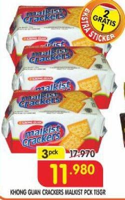 Promo Harga KHONG GUAN Malkist Crackers per 3 pcs 115 gr - Superindo