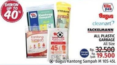 Promo Harga KLIN PAK/BAGUS/CLEANART/FACKELMANN Kantong Sampah All Size  - LotteMart