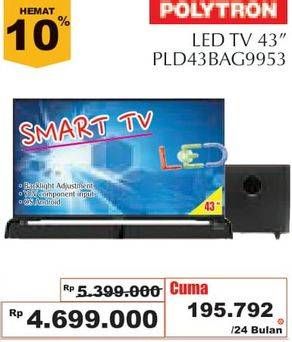 Promo Harga POLYTRON PLD 43BAG9953 | Smart Cinemax Soundbar LED TV 43"  - Giant