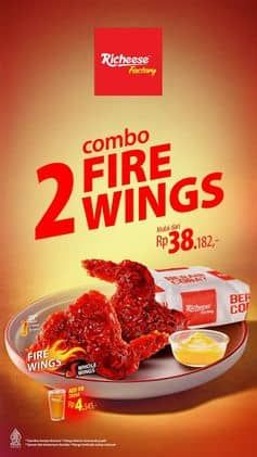 Promo Harga Combo 2 Fire Wings  - Richeese Factory