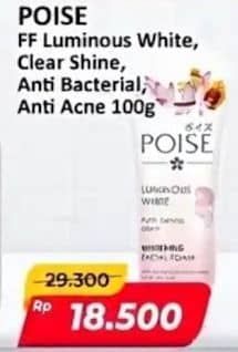 Promo Harga Poise Facial Foam Luminous White, Clear Shine, Anti Bacterial, Anti Acne 100 gr - Alfamart