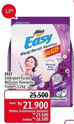 Promo Harga ATTACK Easy Detergent Powder Romantic Flowers, Purple Blossom 1200 gr - Alfamidi