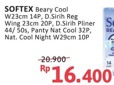 Promo Harga Softex Beary Cool/Daun Sirih Regular/Pantyliner Daun Sirih/Pantyliner Natural Cool/Natural Cool Night  - Alfamidi