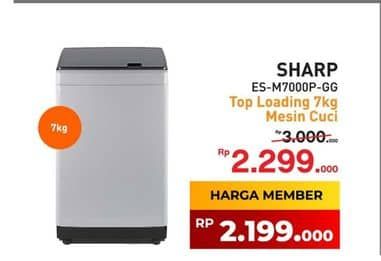 Sharp ES-M7000P-GG  Diskon 23%, Harga Promo Rp2.299.000, Harga Normal Rp3.000.000, Khusus Member Rp. 2.199.000, Khusus Member