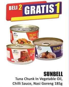 Promo Harga Sun Bell Tuna Chunk Oil Vegetable, Chilli Sauce, Nasi Goreng 185 gr - Hari Hari