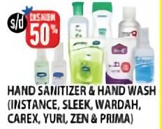 Promo Harga INSTANCE/SLEEK/CAREX/YURI/PRIMA/WARDAH Hand Sanitizer/Hand Wash  - Hypermart