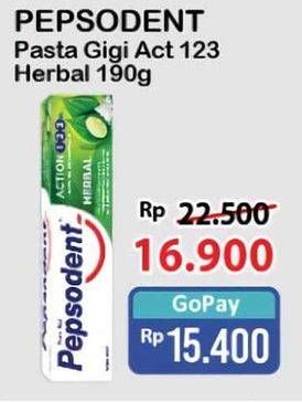 Promo Harga Pepsodent Pasta Gigi Action 123 Herbal 190 gr - Alfamart