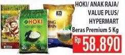 Promo Harga HOKI / ANAK RAJA / VALUE PLUS Beras Premium 5kg  - Hypermart