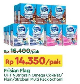 Promo Harga Frisian Flag Susu Cair UHT Nutribrain Cokelat, Plain, Strawberry per 6 tpk 115 ml - TIP TOP