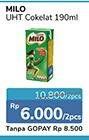 Promo Harga MILO Susu UHT Cokelat per 2 pcs 190 ml - Alfamidi