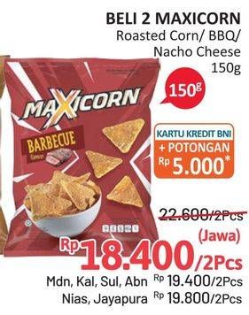 Promo Harga MAXICORN Snack Barbecue, Nacho Cheese 150 gr - Alfamidi