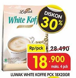 Promo Harga Luwak White Koffie per 18 sachet 20 gr - Superindo
