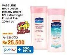 Promo Harga Vaseline Body Lotion UV Extra Brightening, Fresh Fair Cooling UV 200 ml - Indomaret