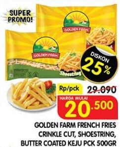 Promo Harga Golden Farm French Fries Crinkle, Shoestring, Coated 500 gr - Superindo