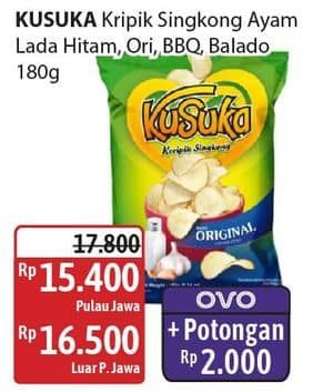 Promo Harga Kusuka Keripik Singkong Ayam Lada Hitam, Original, Barbeque, Balado 180 gr - Alfamidi