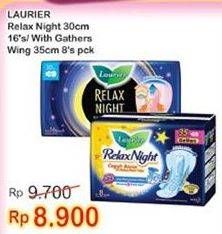 Promo Harga Laurier Relax Night 30cm, Gathers 35cm 8 pcs - Indomaret