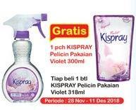 Promo Harga KISPRAY Pelicin Pakaian Spray Violet 318 ml - Indomaret