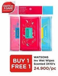 Promo Harga WATSONS Invigorating Wet Wipes per 3 pck 10 pcs - Watsons