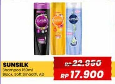 Promo Harga Sunsilk Shampoo Black Shine, Soft Smooth, Anti Ketombe Activ-Infusion 160 ml - Yogya