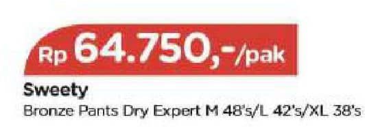 Promo Harga Sweety Bronze Pants Dry X-Pert M48, L42, XL38 38 pcs - TIP TOP