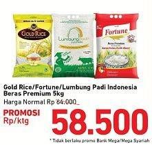 Promo Harga Gold Rice/Fortune/Lumbung Padi Beras Premium  - Carrefour