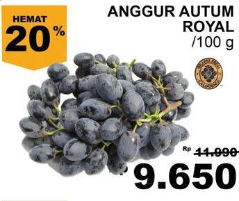 Promo Harga Anggur Autumn Royal per 100 gr - Giant