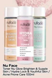 Promo Harga Nuface Nu Glow Toner Brighten Supple Skin Toner, Hydra Lock Youthful Skin, Acne Prone Care 100 ml - TIP TOP