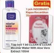 Promo Harga CLEAN & CLEAR Micellar Water Aloe Vera Extract 100 ml - Indomaret