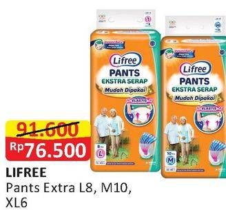 Promo Harga Lifree Popok Celana Ekstra Serap L8, M10, XL6  - Alfamart